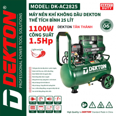 Máy nén khí không dầu 25 lít 1.5HP điện 220V DEKTON - DK-AC2825