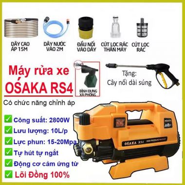 Máy rửa xe chỉnh áp 2800W 20MPA điện 220V OSAKA - RS4 _ dây đồng 100% _ hàng chính hãng _ bảo hành 12 tháng