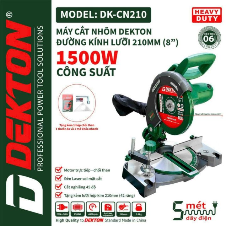 Máy cắt nhôm 210mm DEKTON - DK-CN210 công suất 1500W điện áp 220V (kèm 1 lưỡi hợp kim)