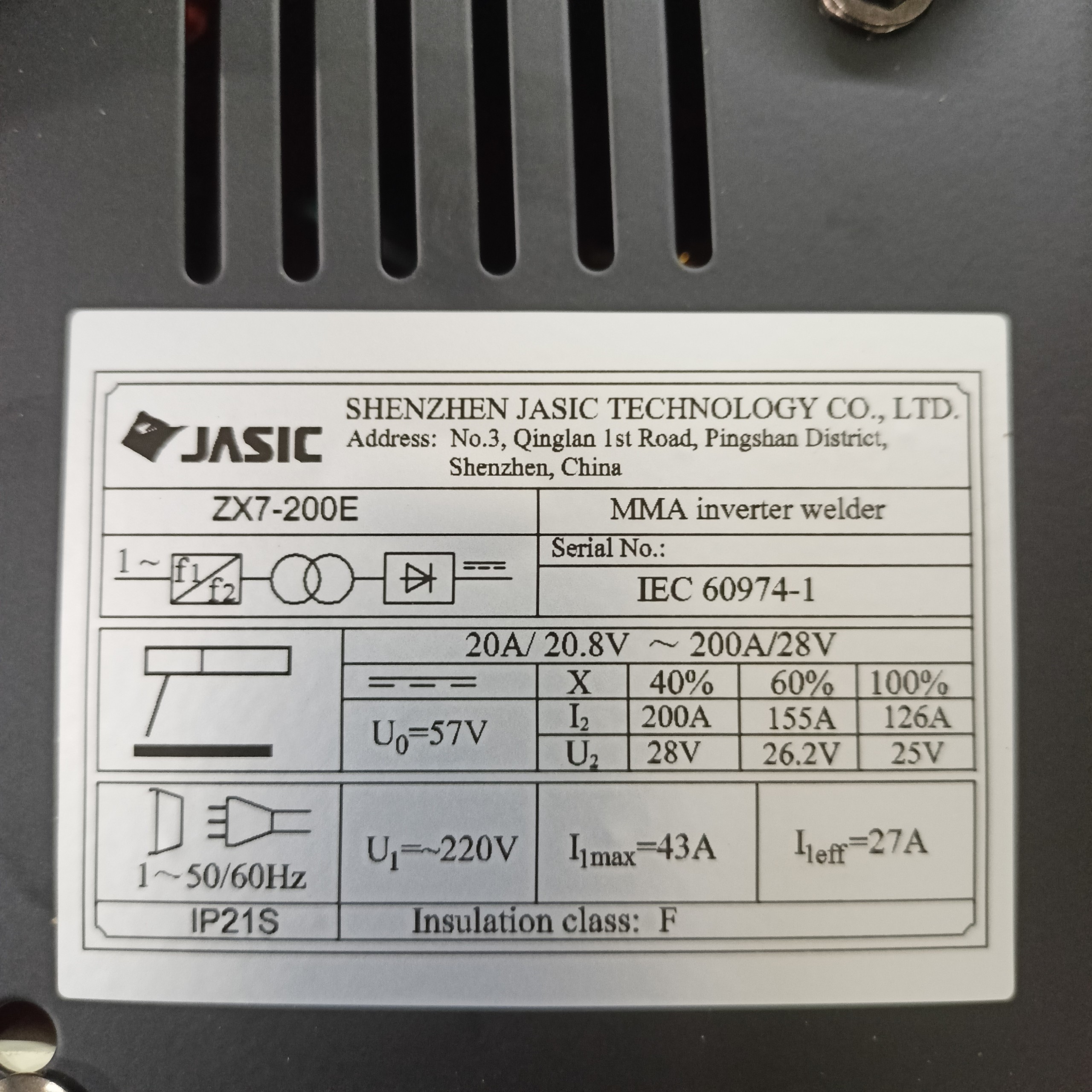 Máy hàn que JASIC - ZX7-200E máy chính hãng được WELDCOM phân phối 